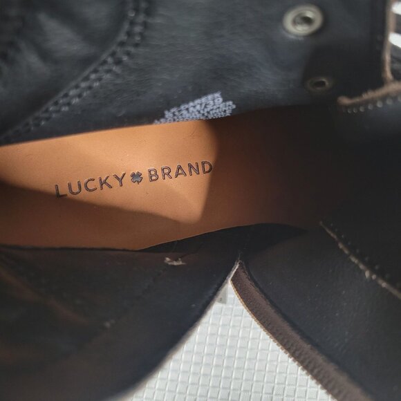 Lucky Brand Womens Size 8.5 Boots Suede Leather Lace-Up Zipper Chunky Heel Y2K - Picture 7 of 12